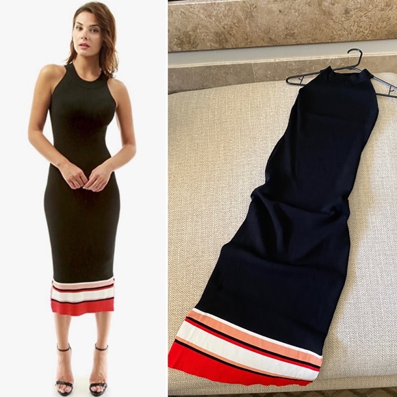 Sleeveless Ribbed Knit Midi Dress. Size S. NWOT  Black - Picture 1 of 14